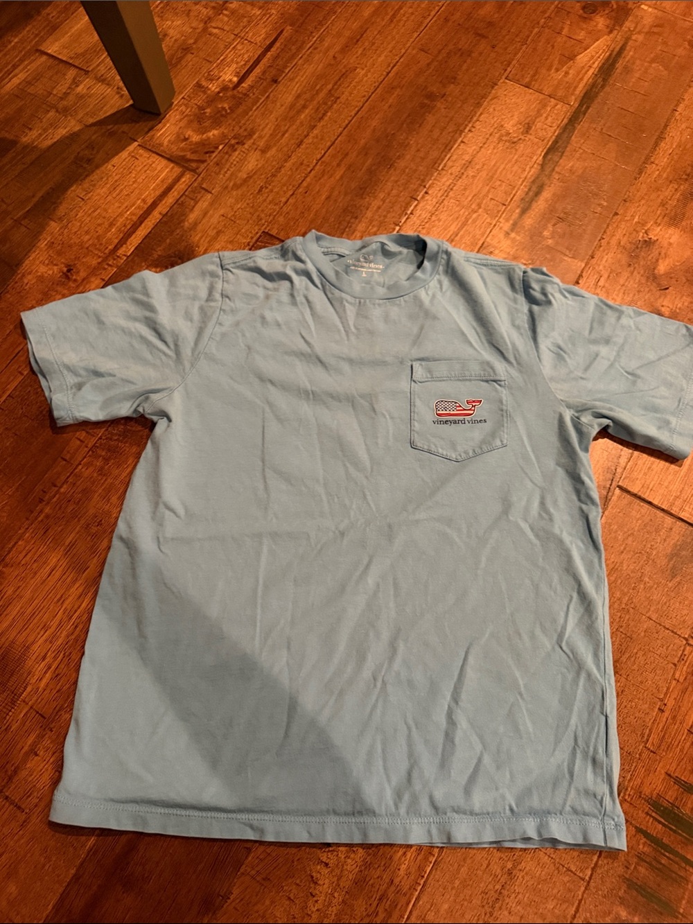 Vineyard Vines Kids Light Blue Pocket Tee with Whale Patch